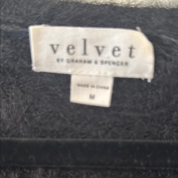 Velvet by Graham & Spencer Fuzzy Black and Cream Striped Sweater - Picture 4 of 8